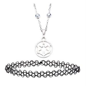 𝅺STAR Wars Girl’s Imperial Symbol Pendant with Black Chocker Necklace Set